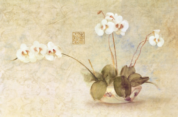 Cheri Blum Orchids in a Chinese Bowl